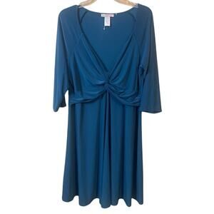 Love Squared Teal Knotted Bodice Fit & Flare Dress Size‎ 1X NWOT